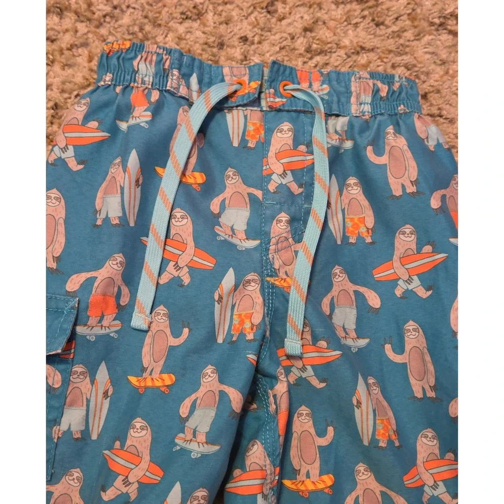 L.L. Bean Sloth‎ Surfboard Print Swim Trunks Youth Size 3T Multicolor